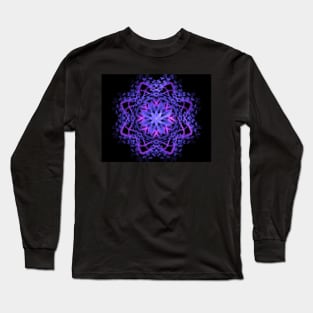 Purple Blue and Pink Star Fractal Long Sleeve T-Shirt